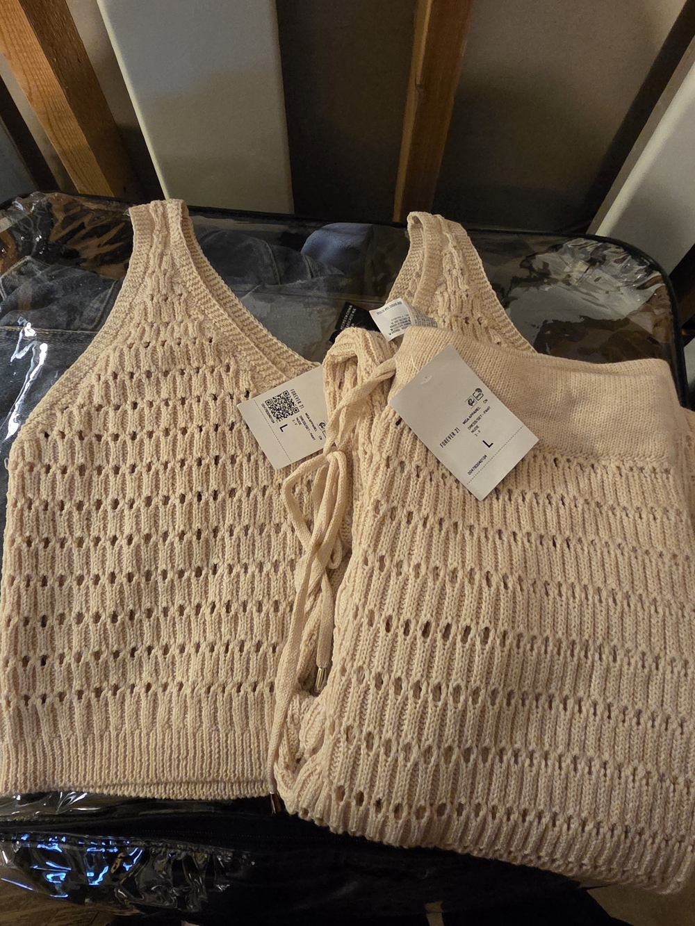 NWT Knit Crochet Tank Top And Pant Set